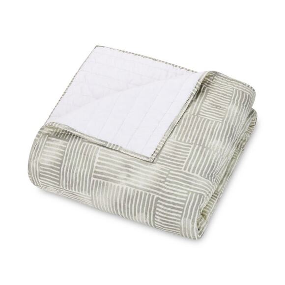 Ayesha Curry Stripe Square 3-Piece Quilt Set, Full/Queen, Green New - Picture 3 of 10